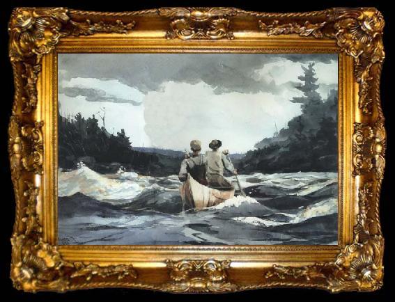 framed  Winslow Homer Canoe in Rapids (mk44), ta009-2